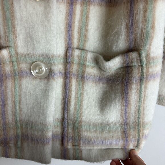 For Love And Lemons Plaid Pea Coat - Cream and Purple - Picture 3 of 12